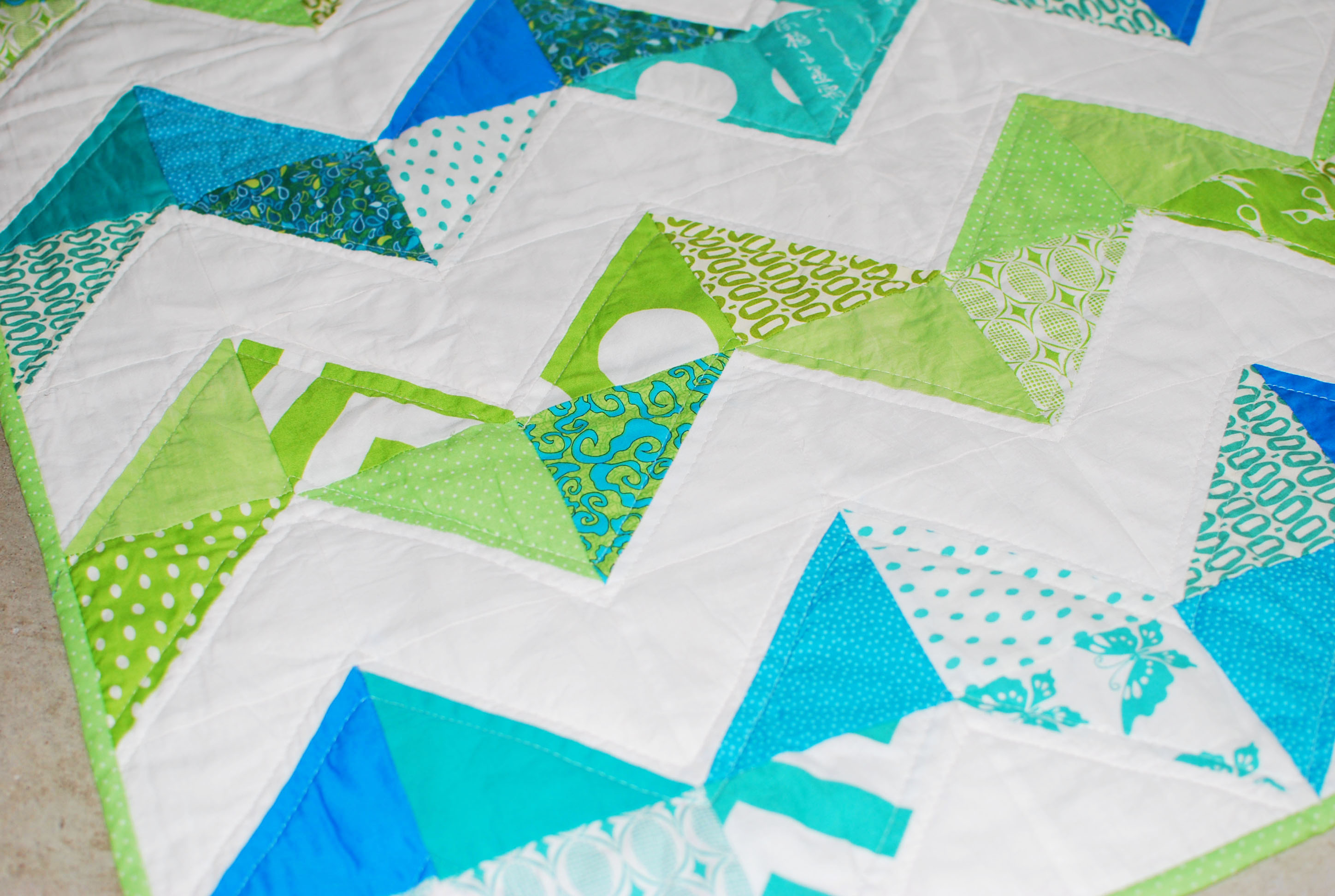 Lime Green Turquoise Blue Quilt Dusty Marlina